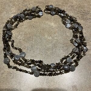 Elegant Multi-Strand Gray Beaded Necklace